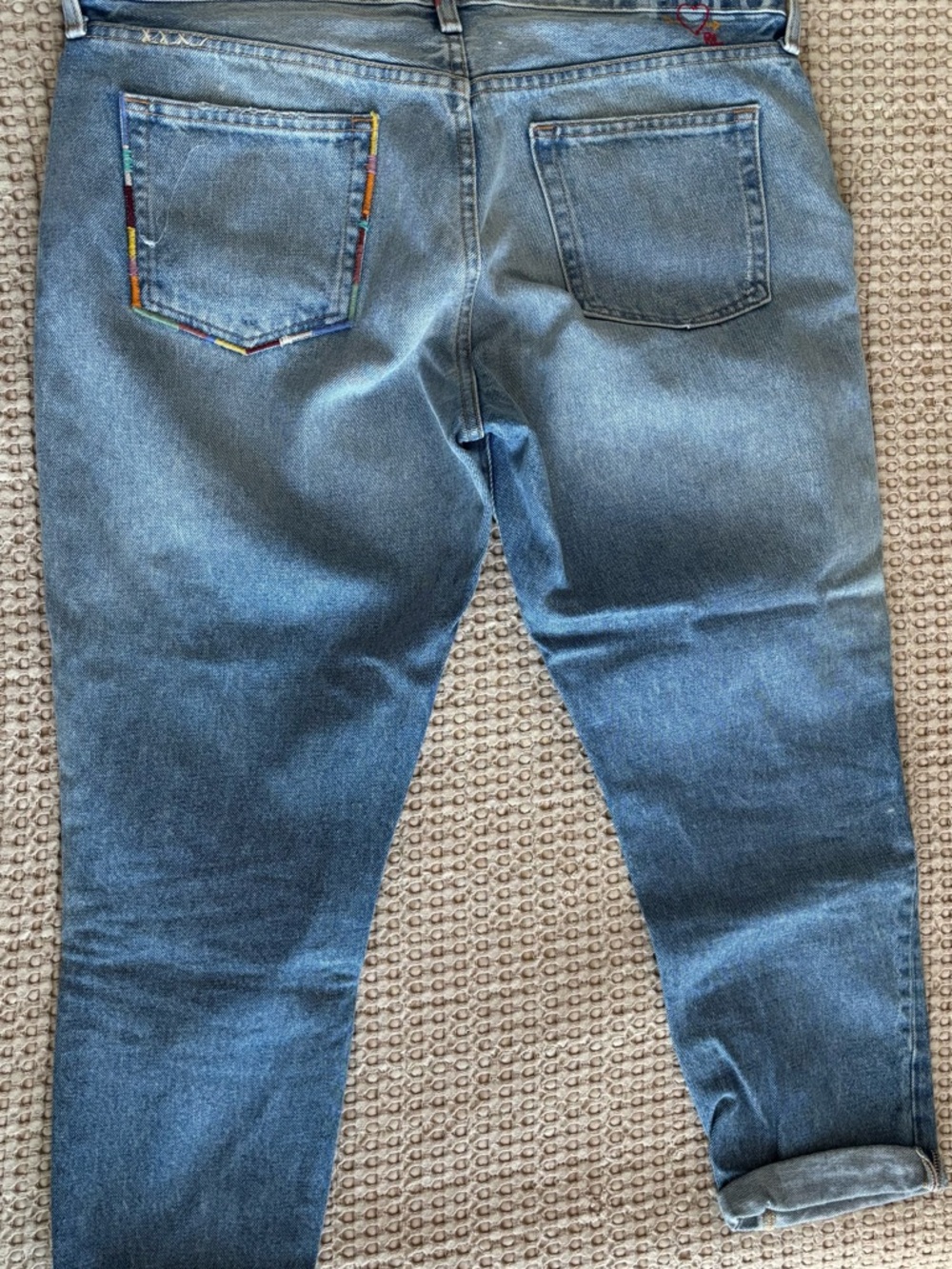 Polo by Ralph Lauren Light Blue Boyfriend Jeans with Red Heart Embroidery - Picture 3 of 8
